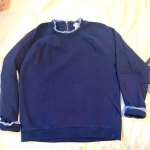 Navy blue sweater with sleeve & neck accents - Size S